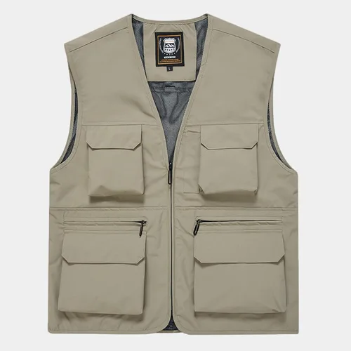 Vista 2 de Abrigos deportivos hombre Chaquetas Bolsillos bolsas múltiples Prendas vestir Otoño Invierno Chaleco exterior