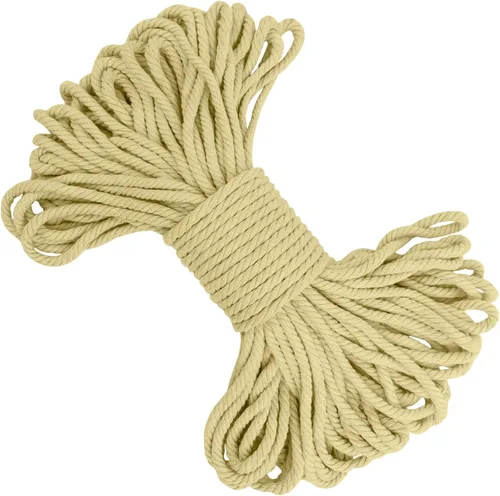 Vista 46 de Cuerda de macramé de 0.197 in x 22 yardas, cuerda gruesa de hilo de algodón natural, cuerda de colores para colgar plantas de macramé, para colgar
