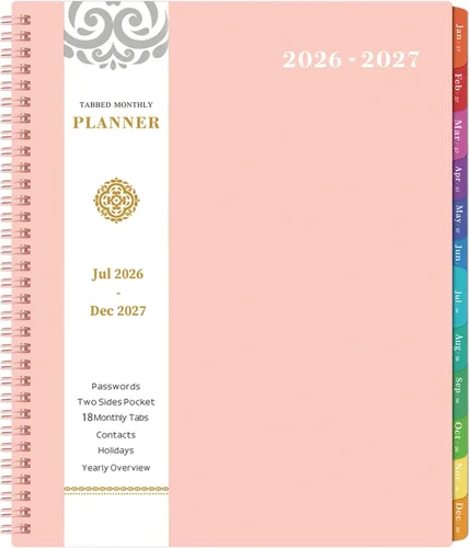 Vista 18 de Agenda mensual 2026 - Agenda 2026, agenda de enero 2026 a diciembre 2026, calendario mensual de 12 meses con pestañas y bolsillo, etiquetas