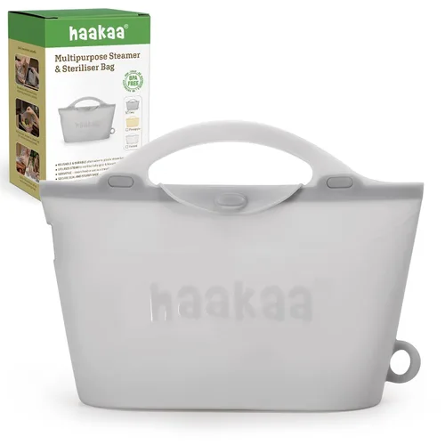 Vista 20 de Bolsa de vaporización y esterilización de microondas de silicona Haakaa para viajes, bolsas de vaporización de silicona reutilizables de 30oz/900ml