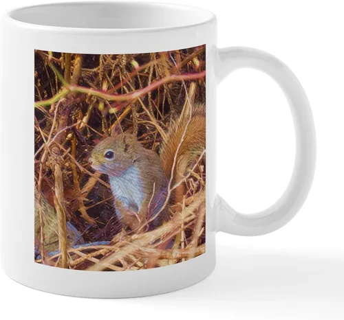 Vista 28 de CafePress Taza navideña de ardilla de 11 oz (11.0 fl oz) taza de café de cerámica