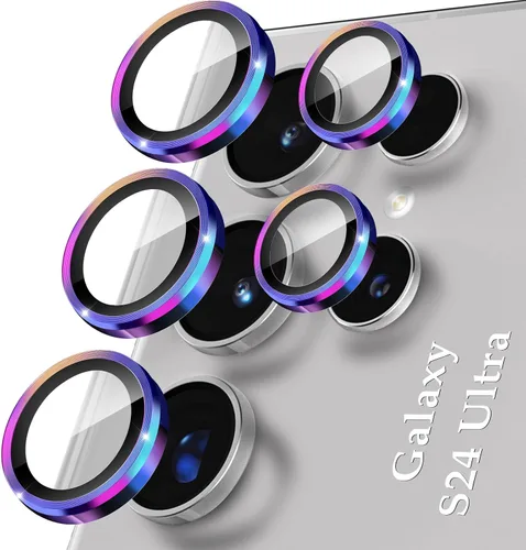 Vista 30 de YWXTW para Samsung Galaxy S23 Ultra Protector de lente de cámara, Protector de pantalla de lente de cámara de vidrio templado con anillo metálico