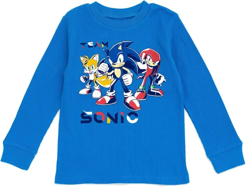 Vista 5 de SEGA Sonic the Hedgehog Tails Knuckles - Camiseta térmica para niños pequeños y grandes