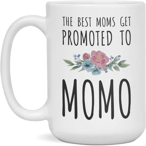 Vista 3 de The Best Moms Get Promoted to Momo - Taza de café Momo, 11 onzas, color blanco