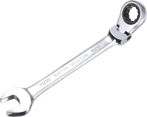 Vista 9 de uxcell Llave combinada de trinquete de cabeza flexible de 9/32 pulgadas SAE 72 dientes 12 puntos de trinquete de caja terminada herramientas