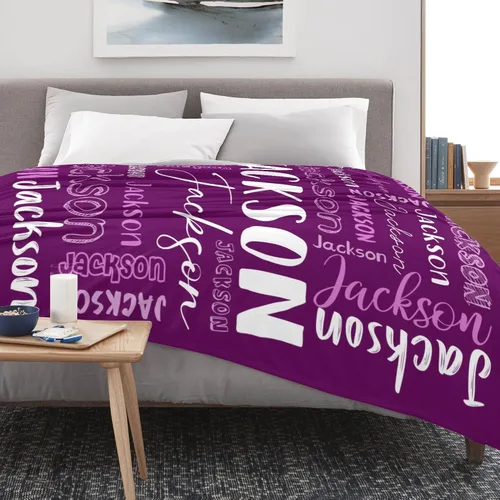 Vista 4 de Manta personalizada con nombre para adultos, manta de franela con nombre personalizado para niños y niños, Manta personalizada para regalo