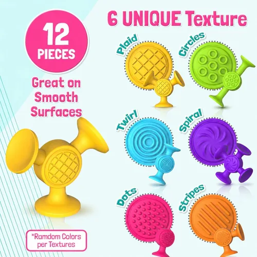 Vista 2 de Juguetes de baño con ventosa para niños pequeños: 12 juguetes sensoriales de succión para niños pequeños, juguetes de succión para niños, juguetes