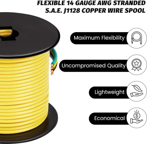 Vista 4 de 4X Rollos de 100 pies de cableado de remolque RV para autocaravanas con enlace de 4 vías - Arnés de cableado de 4 cables calibre 14 CCA