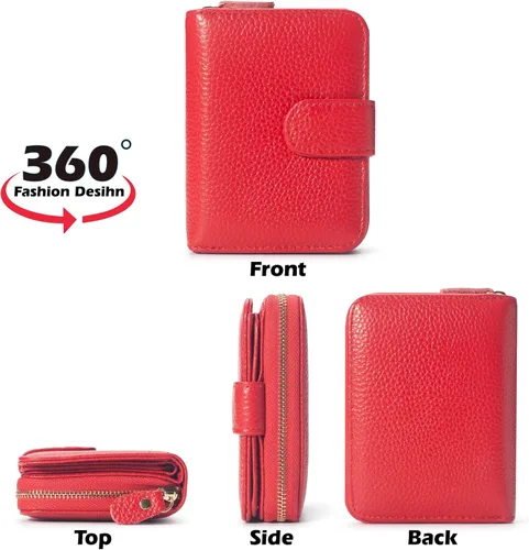 Vista 2 de Estuche organizador de tarjetas de crédito RFID, Rojo -, Minimalista