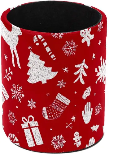 Vista 7 de Taza de PVC para escritorio, bastones de caramelo de Papá Noel rojo para organizador de bolígrafos de escritorio, soporte para brochas de maquillaje