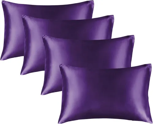 Vista 123 de BEDELITE Funda de almohada de satén para cabello y piel, súper suave y refrescante similar a las fundas de almohada de seda, paquete de 2 con cierre
