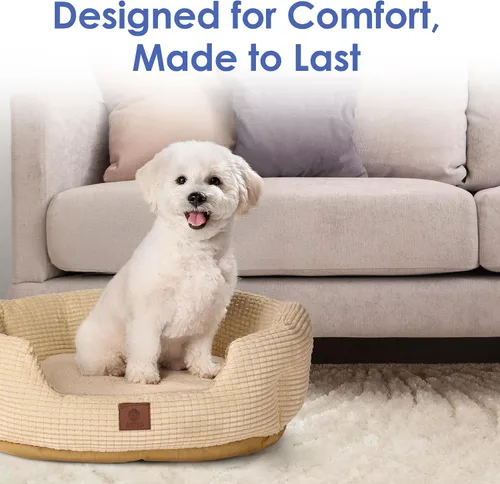 Vista 7 de American Kennel Club Cama para perro de 26 pulgadas, textura de palomitas de maíz, lavable, antideslizante, para perros medianos y grandes