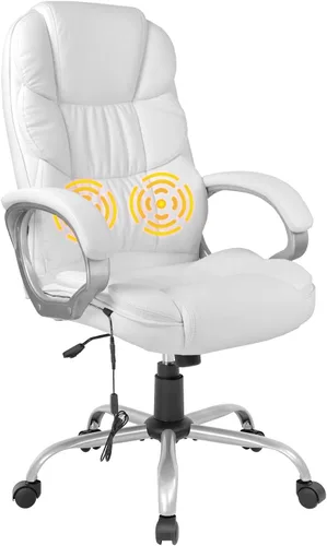 Vista 8 de BestOffice Silla giratoria ergonómica de piel sintética marrón con soporte lumbar, reposabrazos y reposacabezas para uso doméstico u oficina
