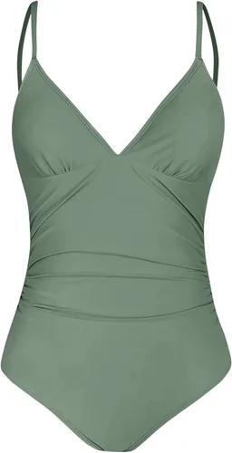 Vista 5 de HeyUU Traje de baño de una pieza para mujer con control de abdomen y cuello en V