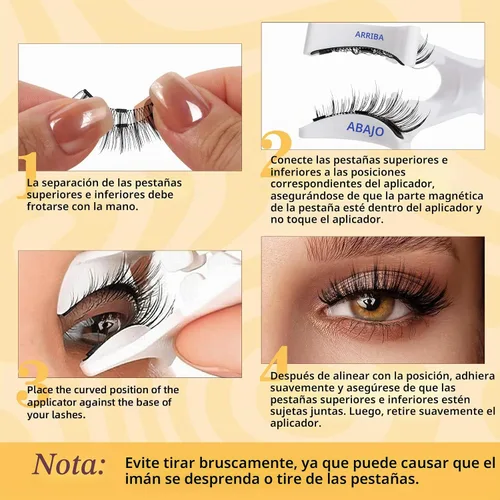 Vista 7 de QUEWEL 2 pares de pestañas magnéticas, reutilizables, sin necesidad de pegamento, kit de pestañas magnéticas con aplicador, kit de racimos