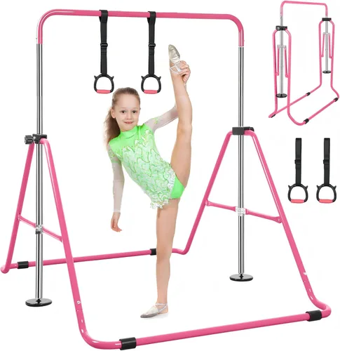 Vista 13 de Expandable Gymnastics Bars with Ring, Adjustable Height Gymnastic Horizontal Bars, Gym Junior Training Bar Children Folding Training Monkey Bars for