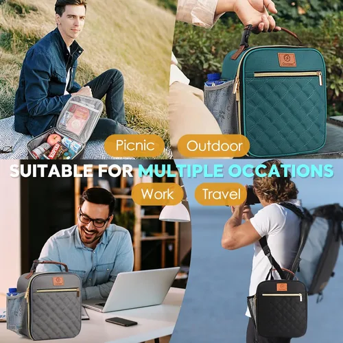 Vista 7 de Genteen Lonchera Bolsa de almuerzo reutilizable para hombres, mujeres, niños y adultos, bolsa de almuerzo aislada impermeable, lonchera enfriadora