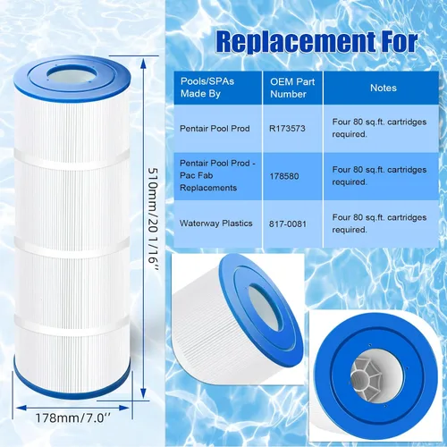 Vista 4 de Cartucho de filtro de piscina CCP320 certificado NSF50 de repuesto para Unicel C-7470, Pleatco PCC80-PAK4, FC-1976,178580 se adapta a Clean & Clear