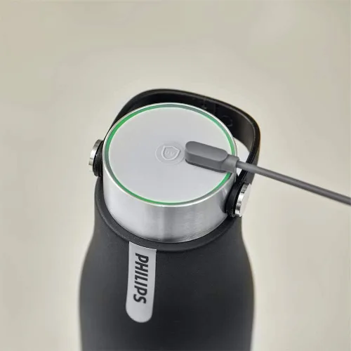 Vista 7 de PHILIPS Water GoZero - Botella de agua inteligente autolimpiante UV al vacío de acero inoxidable aislada con asa de doble pared, limpieza