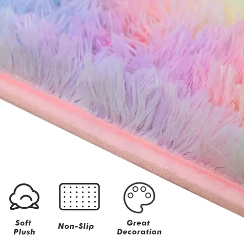 Vista 159 de Softlife Alfombra naranja para dormitorio, alfombra de felpa esponjosa para sala de estar para niñas, alfombra lanuda para niños, alfombra suave