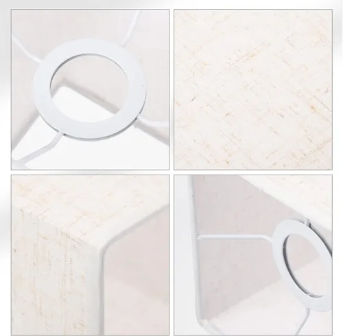 Vista 5 de Pantalla rectangular de lino para lámpara de tela blanca con clip, cubierta de luz, reemplazo de pantalla beige