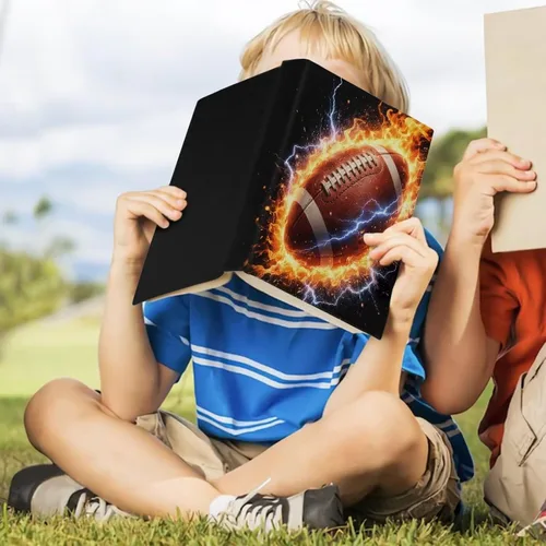 Vista 3 de Rnyleeg Fundas de libro de fútbol americano para niños escolares de 9 x 11 pulgadas, funda elástica para libro de tapa dura, funda protectora