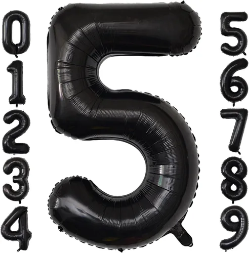 Vista 28 de Globos gigantes de números negros de 40 pulgadas, globos de aluminio de Mylar con helio para cumpleaños, globo número 0 para decoración de fiestas