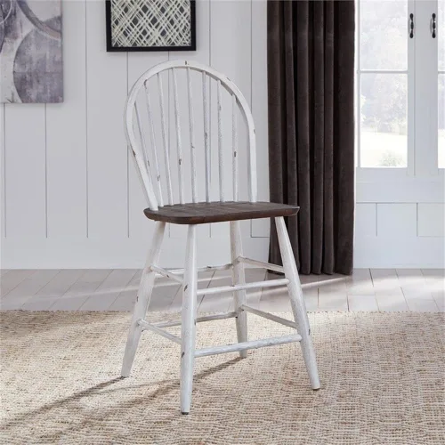 Vista 2 de Liberty Furniture INDUSTRIES Farmhouse Windsor - Juego de 2 sillas de mostrador, 17 pulgadas de ancho x 22 pulgadas de profundidad x 42 pulgadas