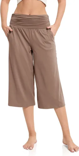 Vista 2 de JZC Women's Pajama Bottoms High Waisted Capri Pants Wide Leg Yoga Pants with Pockets Palazzo Pants for Women