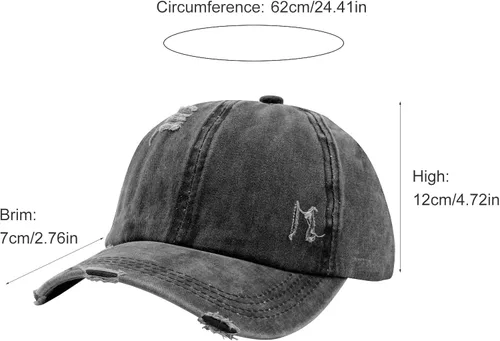 Vista 4 de Gorras de béisbol para mujer con diseño de cola de caballo ajustables cruzadas y cruzadas