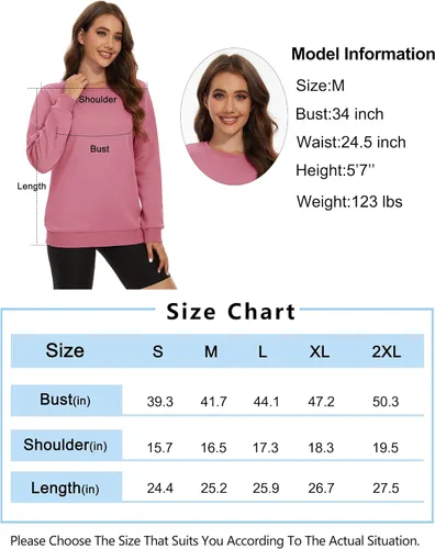 Vista 6 de MAGCOMSEN Sudadera con forro polar para mujer, cuello redondo, algodón, sin botones, casual, manga larga, cálida
