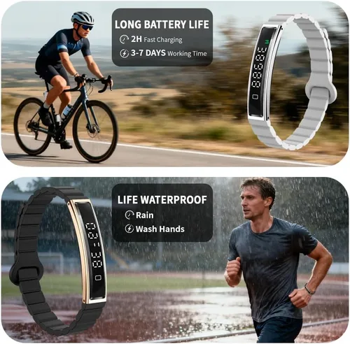 Vista 6 de Pulsera inteligente para mujeres y hombres, pulsera inteligente de rastreador de fitness, banda de salud impermeable con monitor de sueño