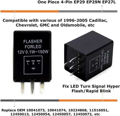 Vista 2 de iJDMTOY Relé electrónico de 4 pines EP29 EP29N para luces LED de giro, solución para intermitentes de flash rápido hiper