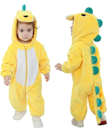 Vista 18 de TONWHAR - Disfraz unisex de animal para bebé y niño pequeño, con capucha, mameluco para invierno, conjunto de disfraz Azul (blue koala)