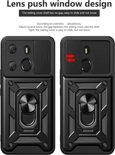 Vista 2 de Compatible con carcasa de soporte Infinix Zero Ultra 5G, con cubierta de lente de cámara deslizante compatible con funda Infinix Zero Ultra 5G Negro