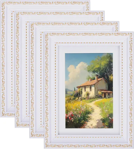 Vista 10 de eletecpro 8x10 Vintage Picture Frame, Glass Cover, Gold, 4-Pack Dorado