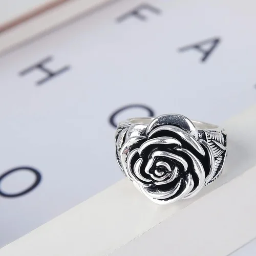 Vista 5 de IDesign Anillo de rosa retro Grunge Y2k Vintage Flower Ring para mujeres y hombres