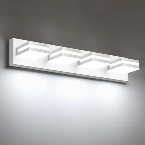 Vista 31 de IZORRO Luces LED modernas para baño (8 luces, regulables), iluminación de pared acrílica blanca mate, luces de tocador para baño sobre espejo, 6000