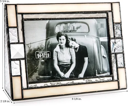Vista 6 de Marcos de fotos 4x6 horizontal foto regalo de boda marfil vitral foto 407-46H