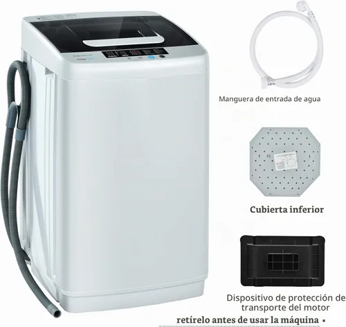 Vista 2 de Lavadora completamente automática Giantex, lavadora portátil de lavandería 2 en 1, combo de lavadora y centrifugadora de 8.8 libras, bomba