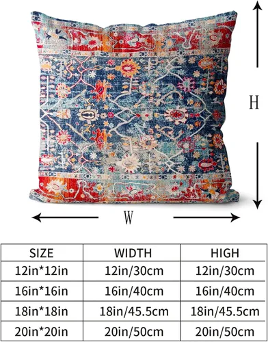 Vista 3 de Snycler Fundas de almohada boho 16x16 pulgadas juego de 2, almohadas de estilo boho para sofá en azul marino, rojo, geométrico, floral, decorativas