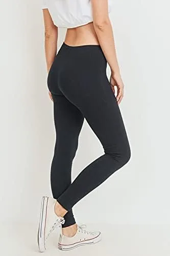 Vista 5 de JNTOP Co Leggings de punto de algodón de longitud completa de las mujeres cintura elástica Negro L