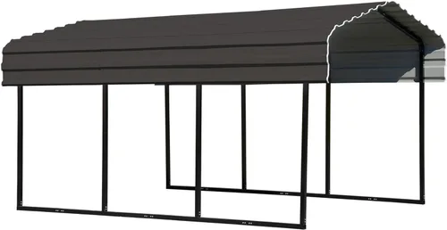Vista 20 de Arrow Carports - Cochera de acero galvanizado, kit de cochera de metal compacto, 10 x 15 x 7 pies, cáscara de huevo Eggshell