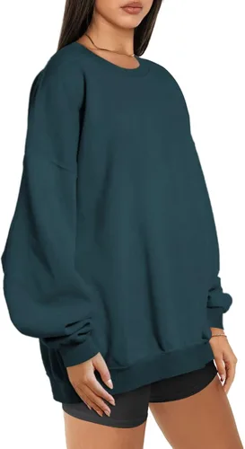 Vista 2 de Trendy Queen Sudaderas de gran tamaño para mujer, sudaderas con capucha de forro polar con cuello redondo, suéteres cómodos, ropa de otoño e
