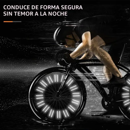 Vista 7 de Reflector de radios para bicicleta, reflectores de radios de bicicleta de visibilidad de 360°, clips reflectantes impermeables para bicicletas