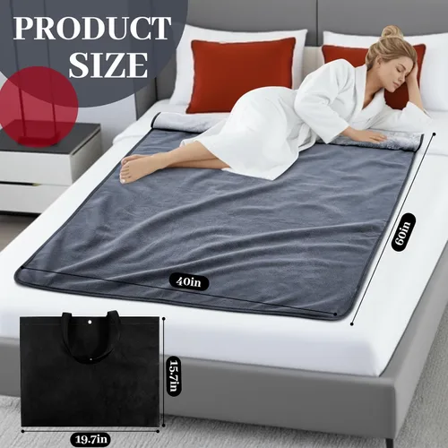 Vista 2 de Tisancy Manta impermeable para cama, sofá, 40 x 60 pulgadas, reversible y lavable, tapete impermeable de vellón y franela, resistente al agua