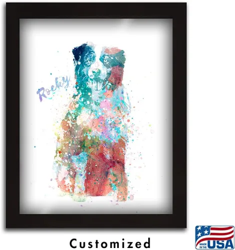 Vista 4 de Personal-Prints Regalo de arte personalizado para pared de perro, impresión artística moderna personalizada única de estilo acuarela La raza