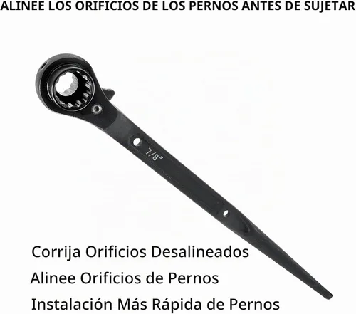 Vista 2 de Llave de trinquete de doble zócalo de 3/4 "x 7/8" para alineación de agujeros de perno, montaje de acero, ferroviario, acero estructural y trabajo