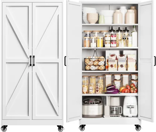 Vista 15 de Yizosh Small Metal Garage Storage Cabinet,Kitchen Pantry Storage Cabinet Negro
