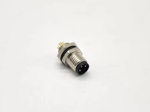 Vista 2 de Conector industrial M8 recto 3 Pin macho Socket Soldadura Copa Blukhead Montaje en panel impermeable (1)
